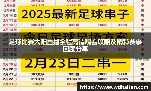 足球比赛太阳直播全程高清观看攻略及精彩赛事回顾分享