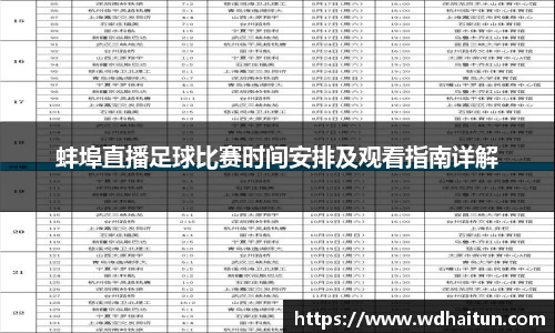蚌埠直播足球比赛时间安排及观看指南详解