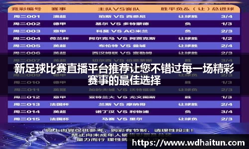 新足球比赛直播平台推荐让您不错过每一场精彩赛事的最佳选择