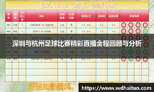 深圳与杭州足球比赛精彩直播全程回顾与分析