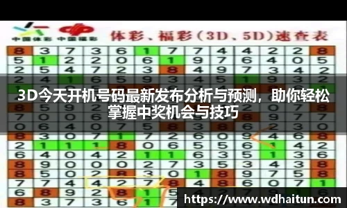 3D今天开机号码最新发布分析与预测，助你轻松掌握中奖机会与技巧